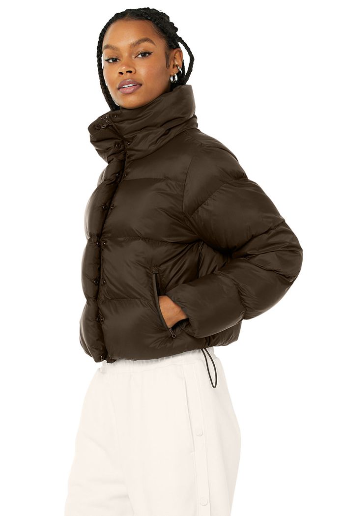 Alo Yoga Gold Rush Puffer Women's Jackets Black | 45SVIZUKT