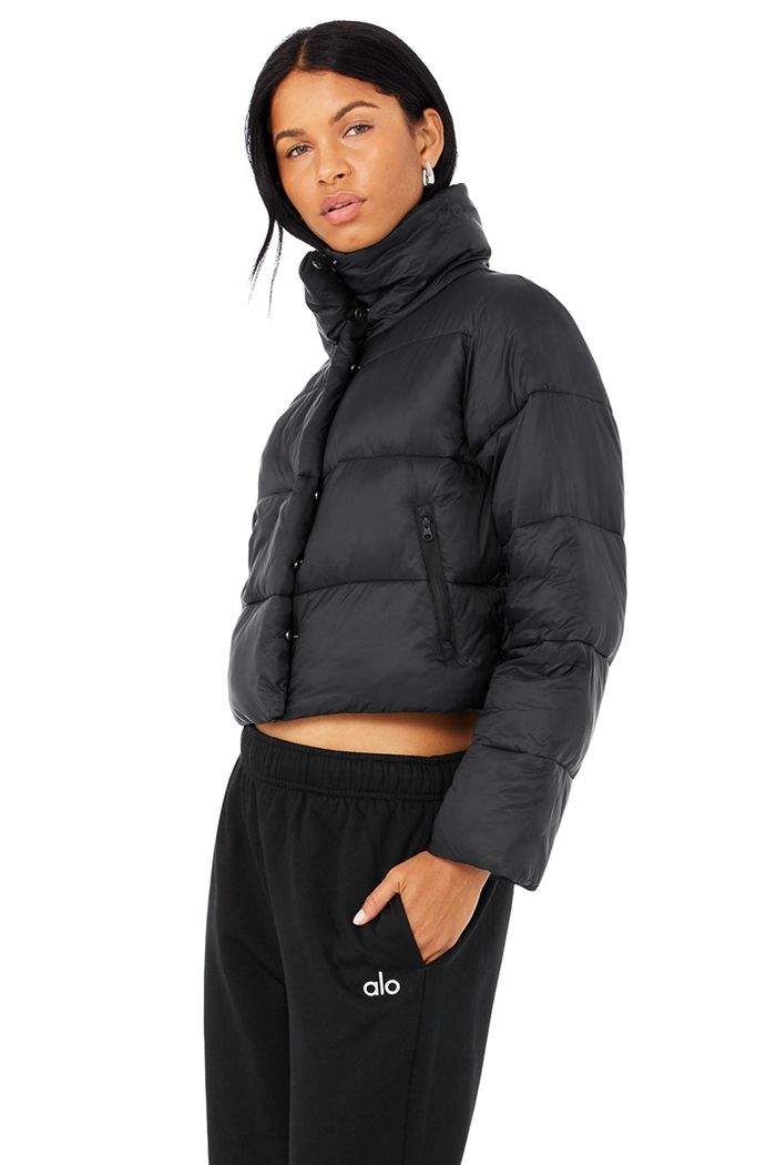 Alo Yoga Gold Rush Puffer Women's Jackets Black | 48MTZJHNB