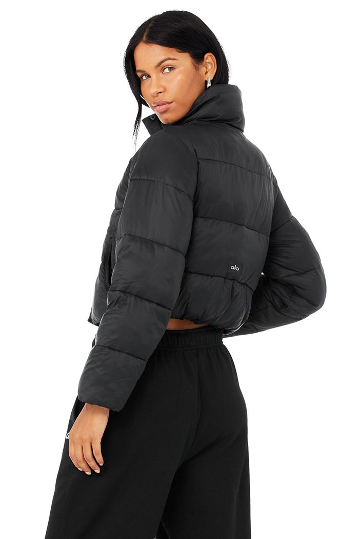 Alo Yoga Gold Rush Puffer Women's Jackets Black | 48MTZJHNB