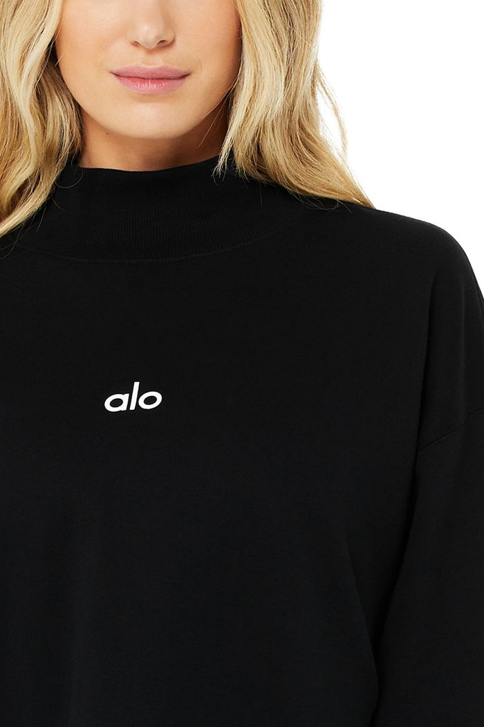 Alo Yoga Graphic Refresh Women's Pullover Black White | 12KOPJDGB