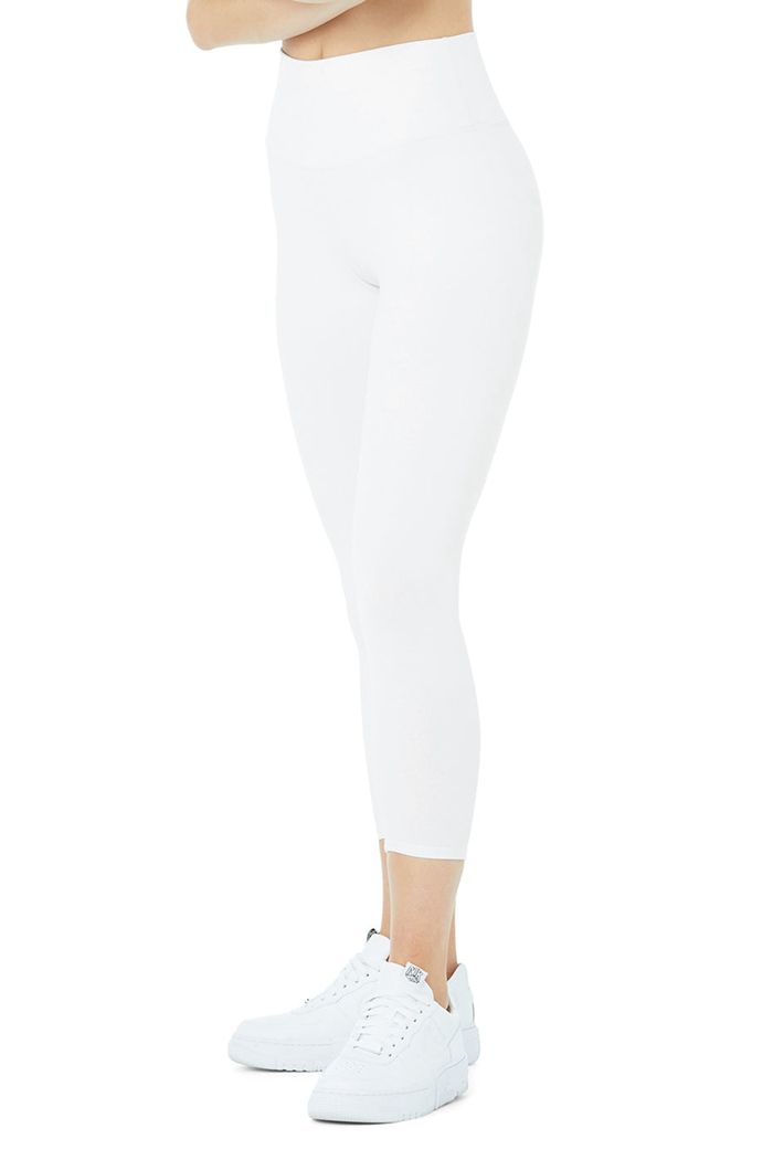 Alo Yoga High-Waist Airbrush Capri Women's Pants White | 02FVCQHLK