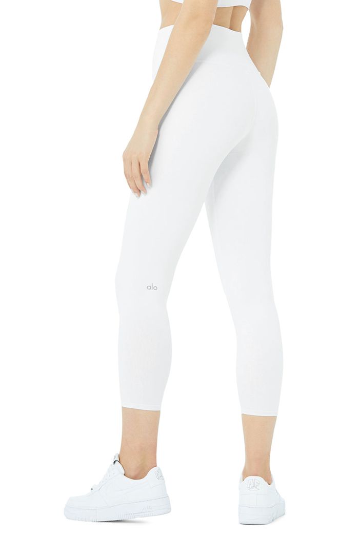 Alo Yoga High-Waist Airbrush Capri Women's Pants White | 02FVCQHLK