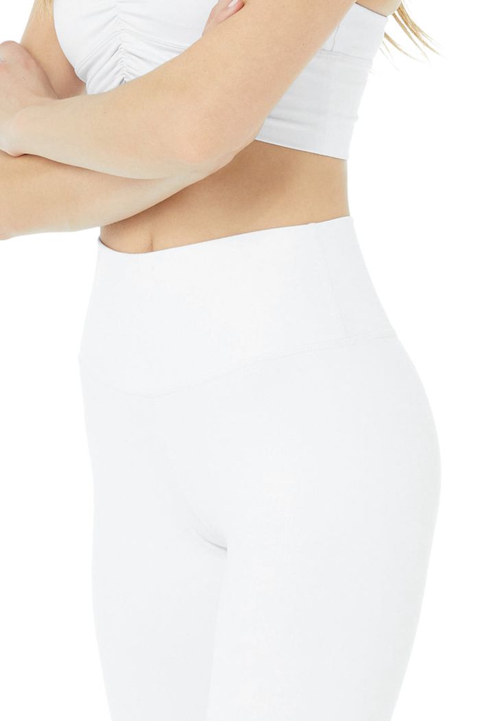 Alo Yoga High-Waist Airbrush Capri Women's Pants White | 02FVCQHLK