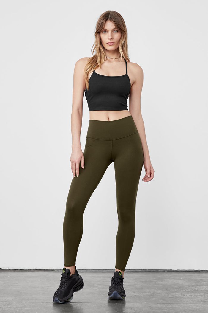 Alo Yoga High-Waist Airbrush Women's Leggings Dark Olive | 31SRJAIYC