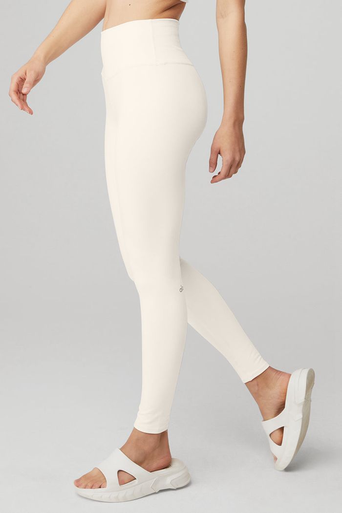 Alo Yoga High-Waist Airbrush Women's Leggings White | 43ICBVZEG