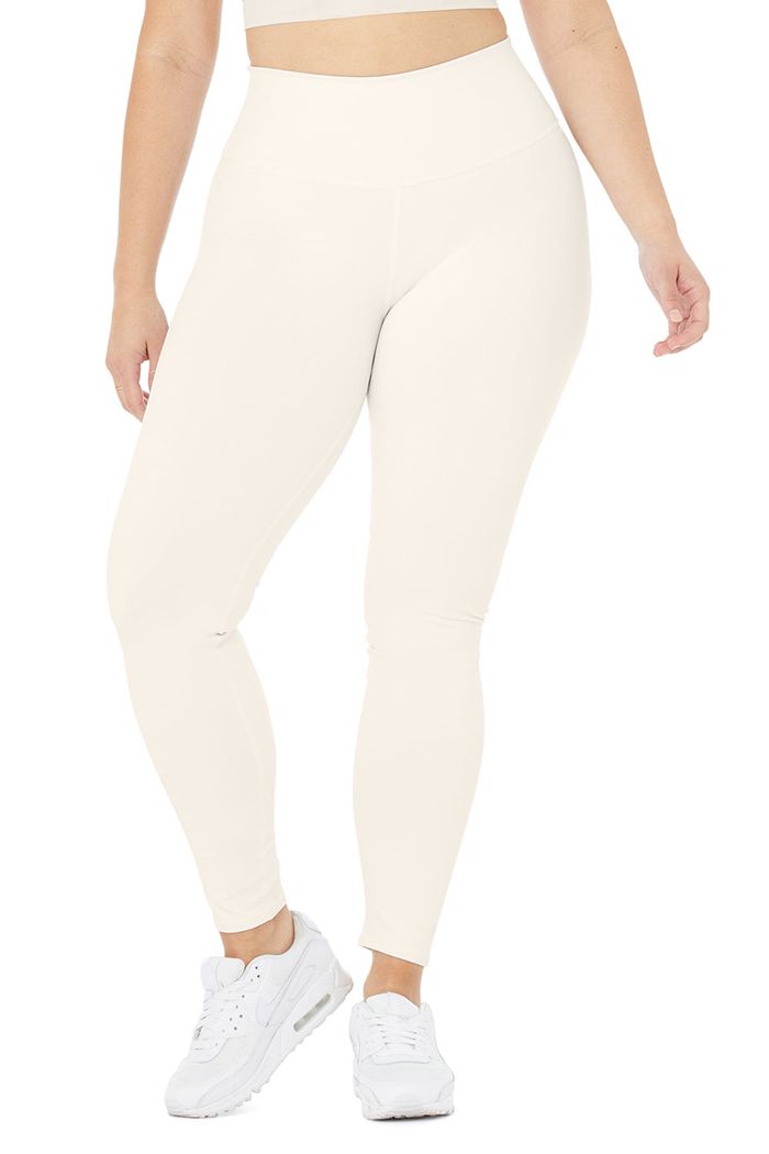 Alo Yoga High-Waist Airbrush Women's Leggings White | 43ICBVZEG