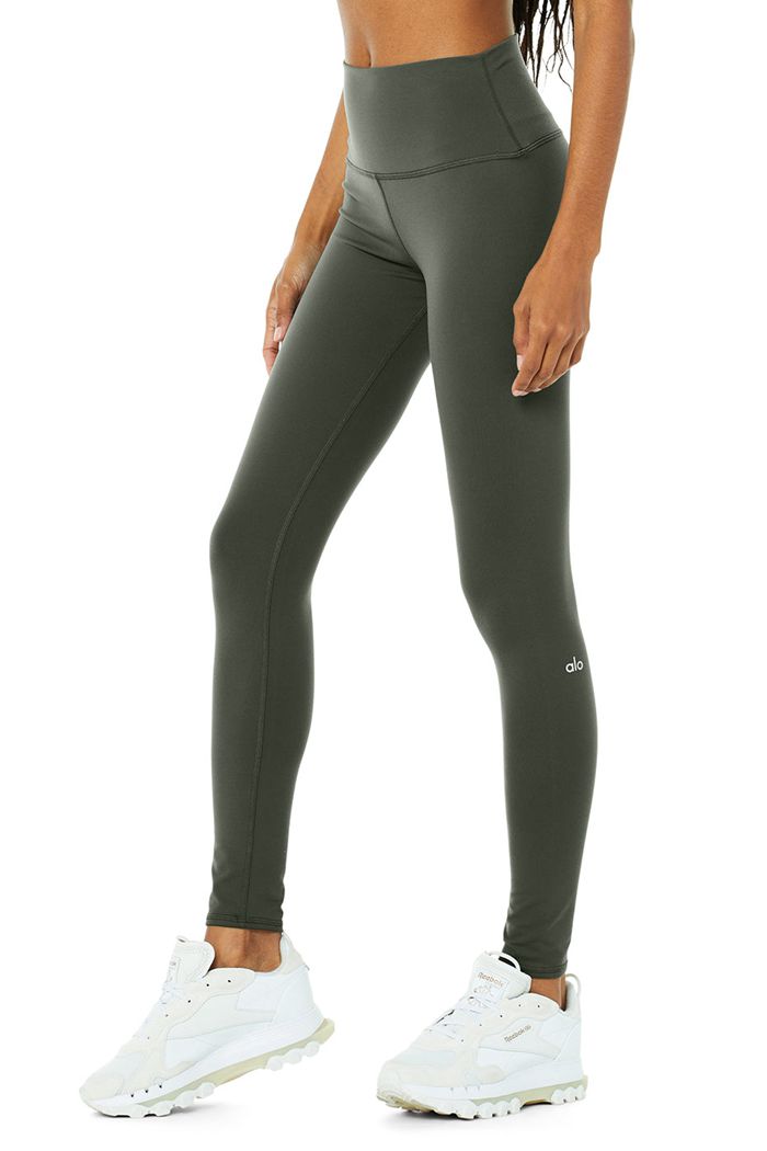 Alo Yoga High-Waist Airbrush Women's Leggings Dark Green | 68UISKPQL