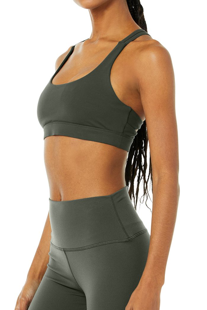 Alo Yoga High-Waist Airbrush Women's Leggings Dark Green | 68UISKPQL