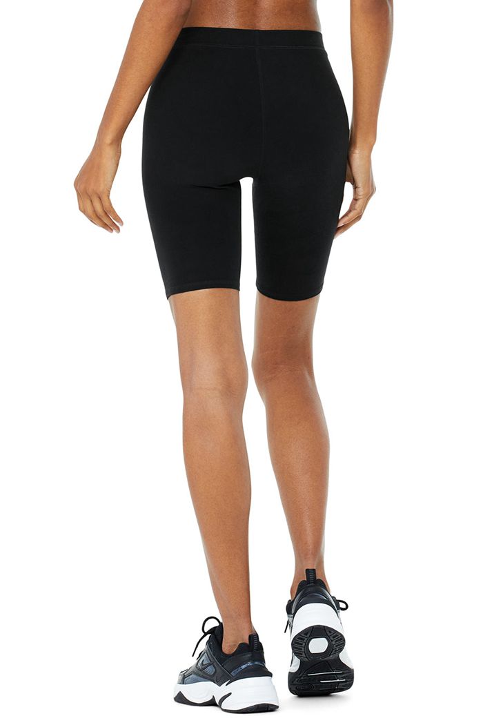 Alo Yoga High-Waist Alosoft Flow Biker Women's Short Black | 97VGRDPBU