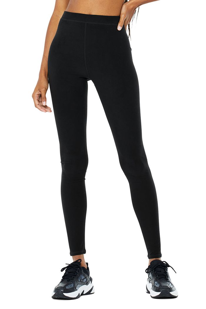 Alo Yoga High-Waist Alosoft Flow Women\'s Leggings Black | 76NPDKFMI