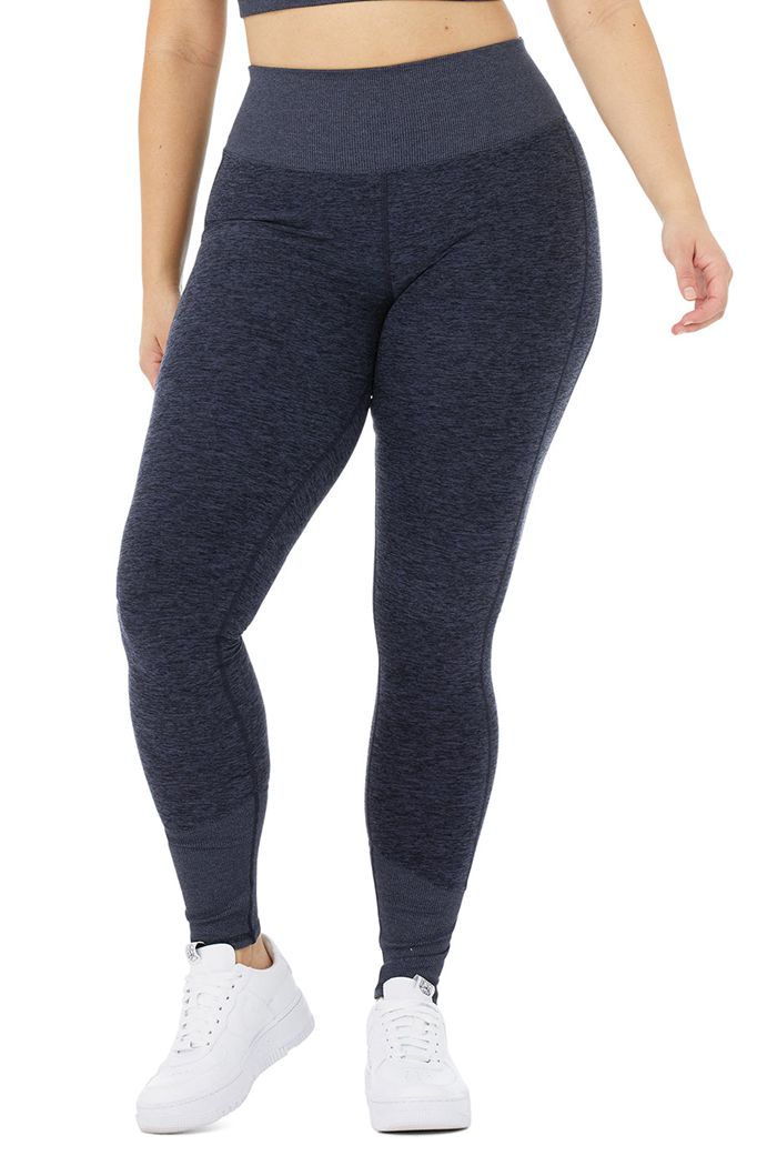 Alo Yoga High-Waist Alosoft Lounge Women's Leggings Navy | 39HJLQNTK