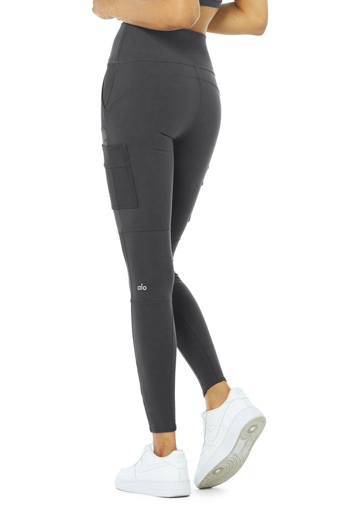 Alo Yoga High-Waist Cargo Women's Leggings Dark Grey | 59DSGOPCY