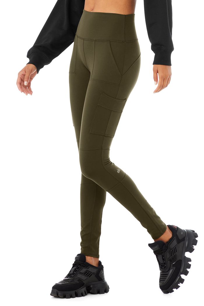 Alo Yoga High-Waist Cargo Women's Leggings Dark Olive | 68AYFJZHR