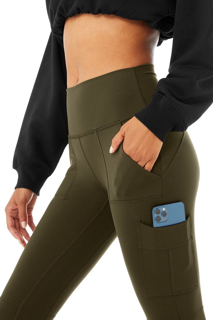 Alo Yoga High-Waist Cargo Women's Leggings Dark Olive | 68AYFJZHR