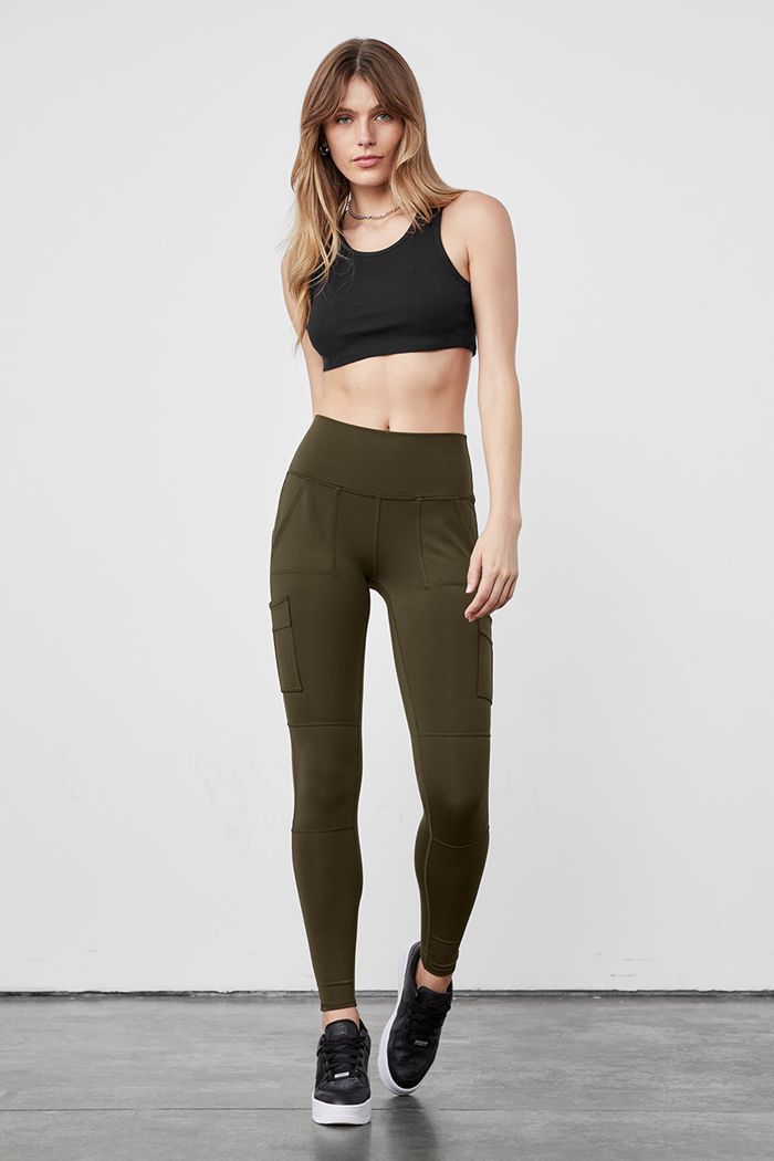 Alo Yoga High-Waist Cargo Women's Leggings Dark Olive | 68AYFJZHR