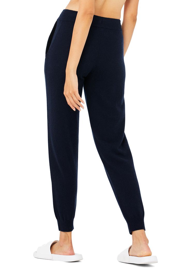 Alo Yoga High-Waist Cashmere Jet Set Women's Pants Navy | 39BKJOADN