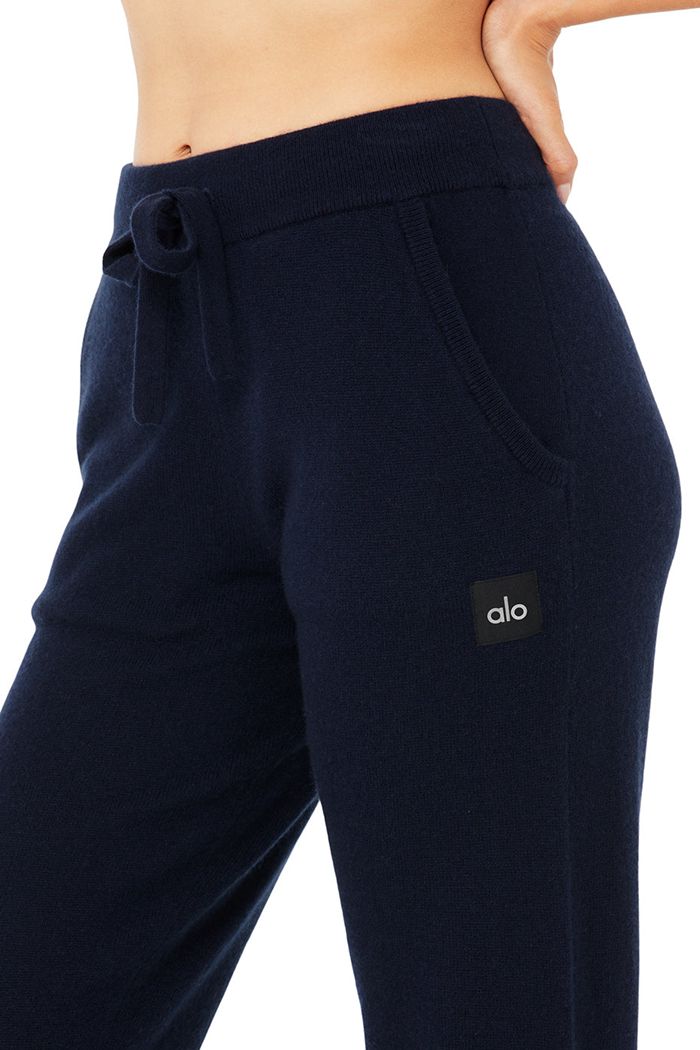 Alo Yoga High-Waist Cashmere Jet Set Women's Pants Navy | 39BKJOADN