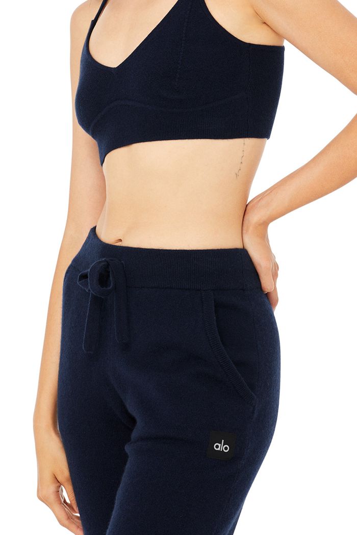 Alo Yoga High-Waist Cashmere Jet Set Women's Pants Navy | 39BKJOADN