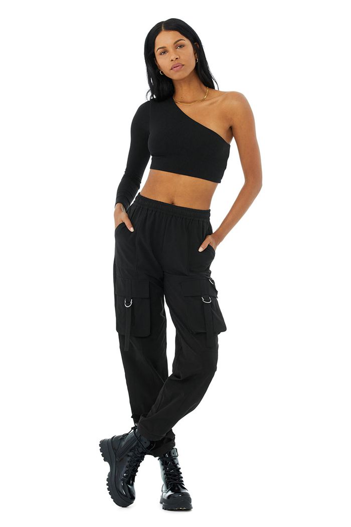 Alo Yoga High-Waist City Wise Cargo Women's Pants Black | 02XJSEBWN