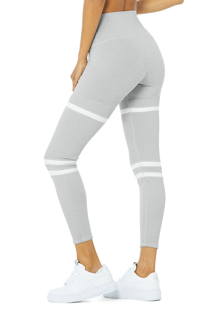 Alo Yoga High-Waist Legit Women's Leggings Grey White | 97QJRWMPT