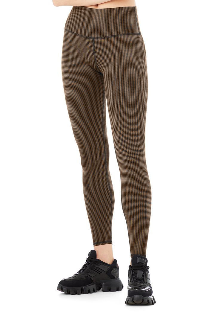 Alo Yoga High-Waist Micro Houndstooth Women's Leggings Black | 07PAECKUH