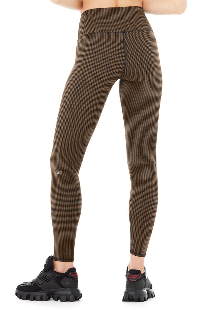 Alo Yoga High-Waist Micro Houndstooth Women's Leggings Black | 07PAECKUH