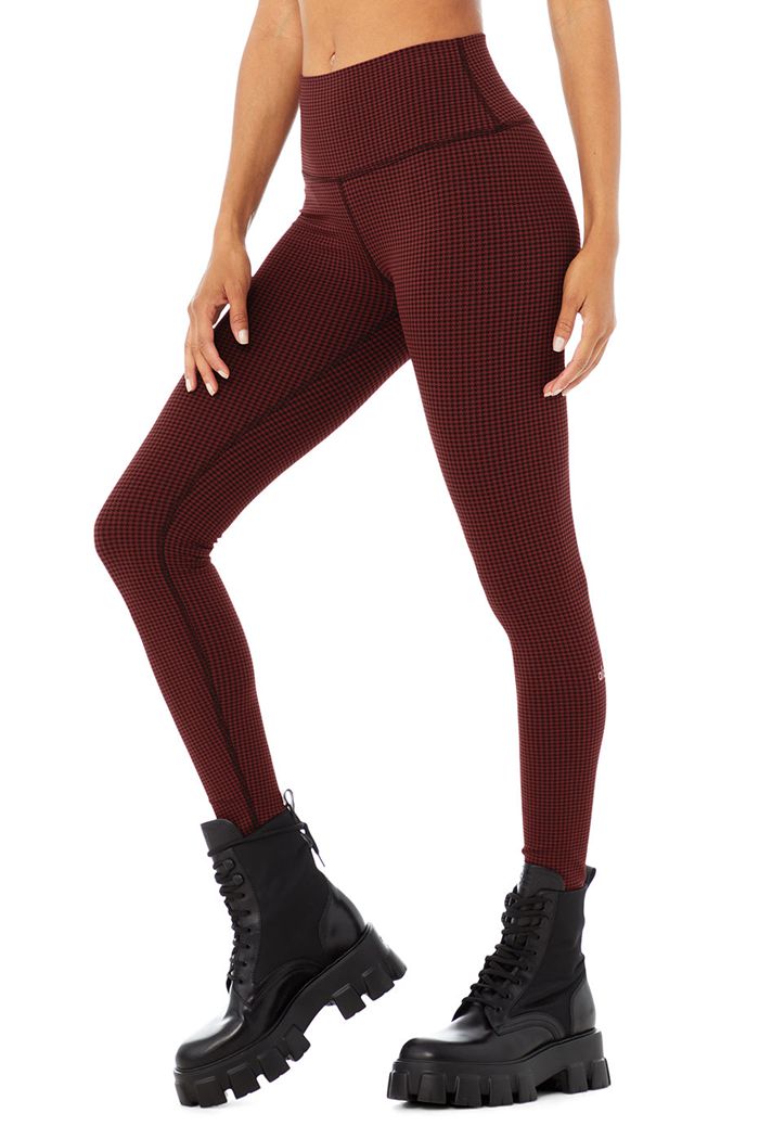 Alo Yoga High-Waist Micro Houndstooth Women's Leggings Black | 74UBFZSMI