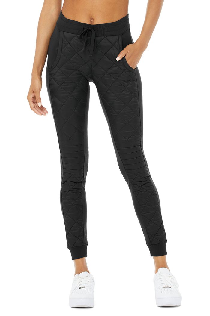 Alo Yoga High-Waist Moto Puffer Women\'s Pants Black | 75EJDYWMO