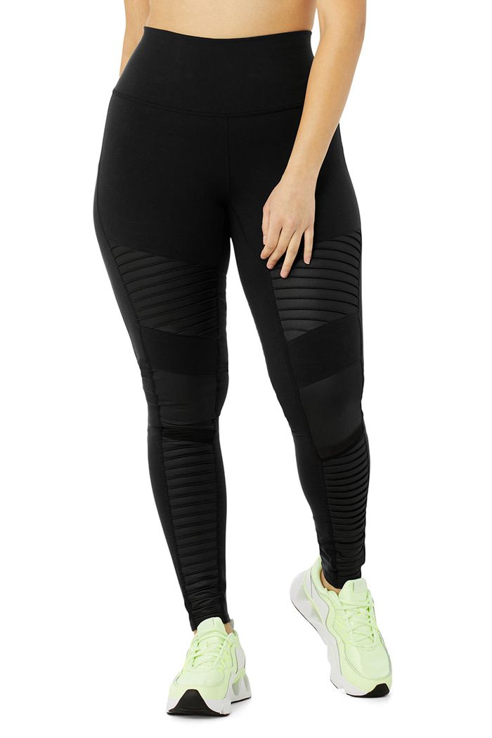 Alo Yoga High-Waist Moto Women's Leggings Black | 50LZOFJQG