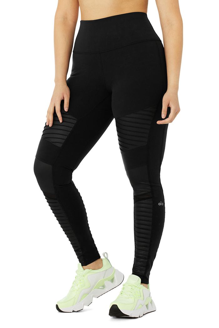 Alo Yoga High-Waist Moto Women's Leggings Black | 50LZOFJQG