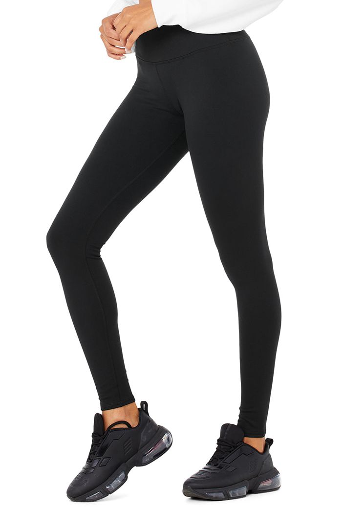 Alo Yoga High-Waist Winter Warmth Plush Women's Leggings Black | 76CQDKGAY