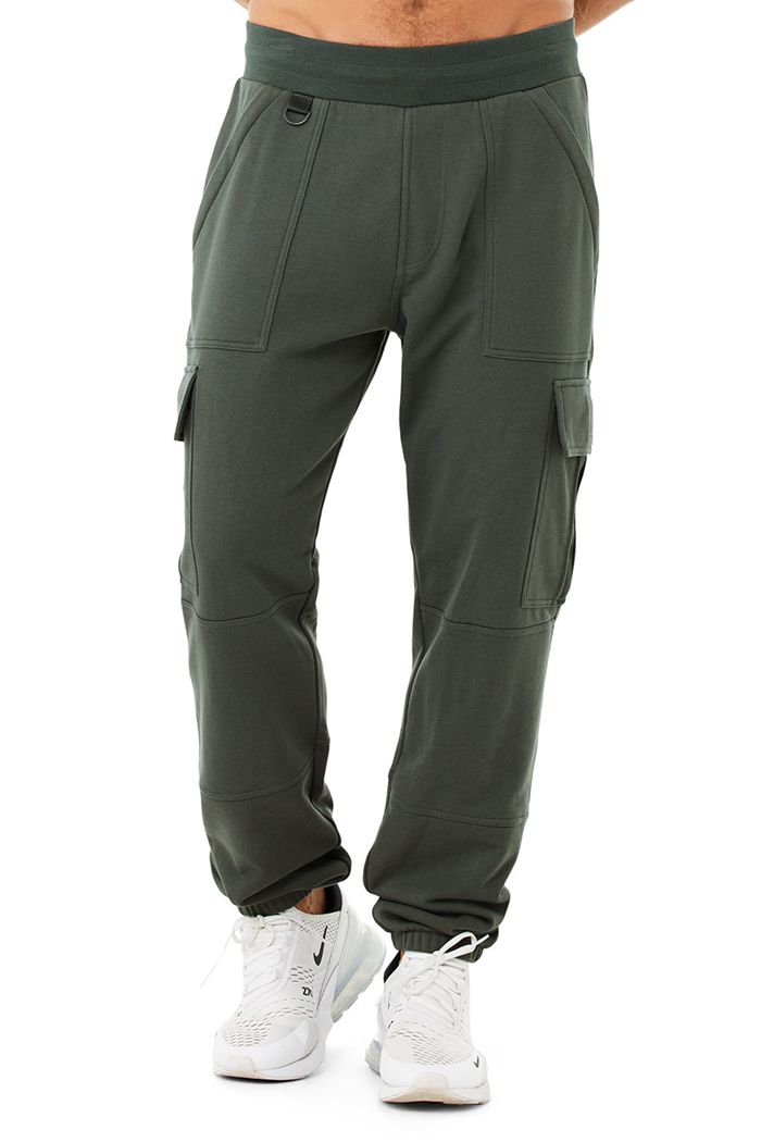 Alo Yoga Highline Cargo Sweat Men\'s Pants Dark Green | 04IONREHC