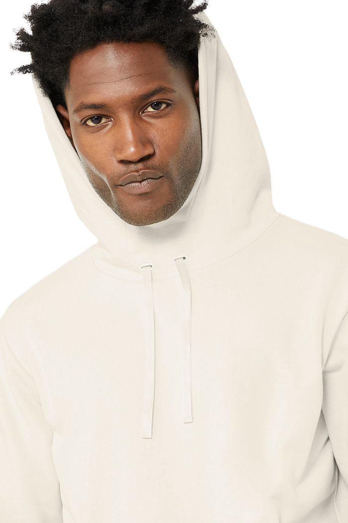 Alo Yoga Highline Men's Hoodie Beige | 09BPXVGJW