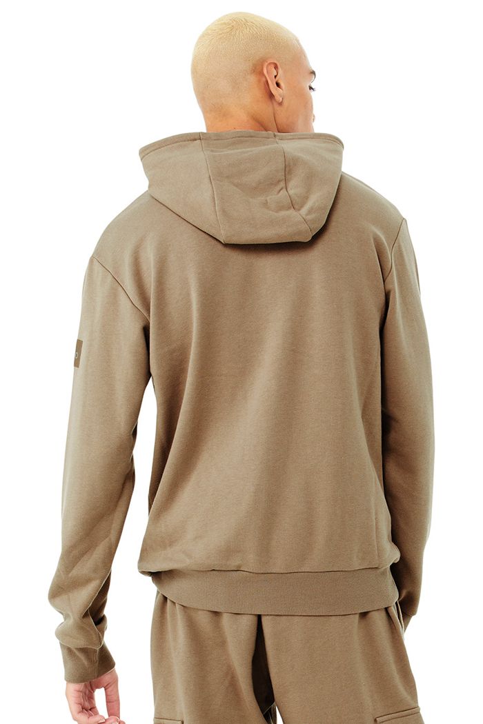 Alo Yoga Highline Men's Hoodie Brown | 54UOYXGLR