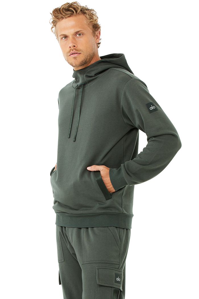 Alo Yoga Highline Men's Hoodie Dark Green | 82SCXRIQH