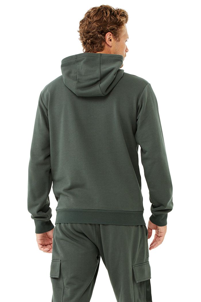 Alo Yoga Highline Men's Hoodie Dark Green | 82SCXRIQH