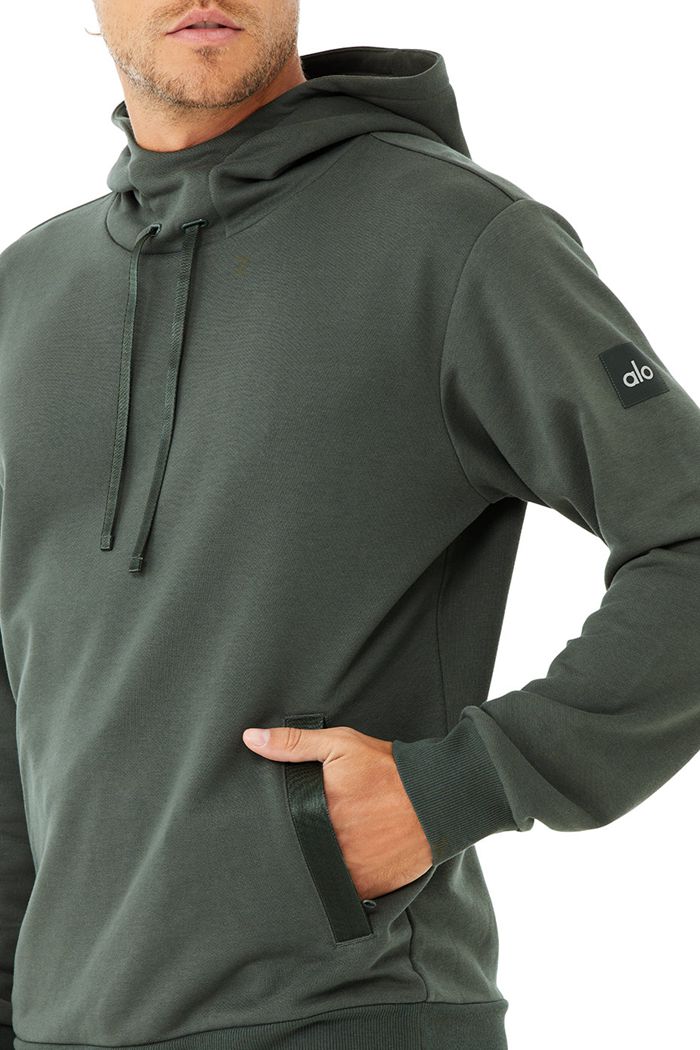 Alo Yoga Highline Men's Hoodie Dark Green | 82SCXRIQH