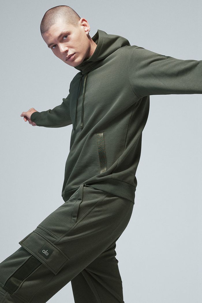 Alo Yoga Highline Men's Hoodie Dark Green | 82SCXRIQH