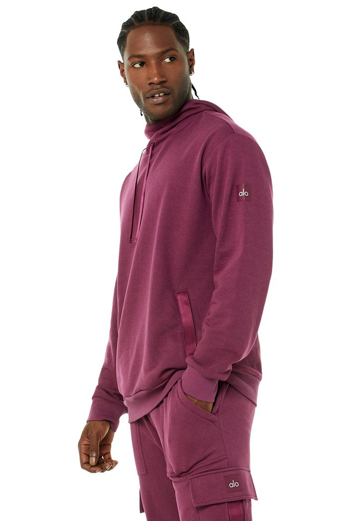 Alo Yoga Highline Men's Hoodie Red | 23AVIJLTB