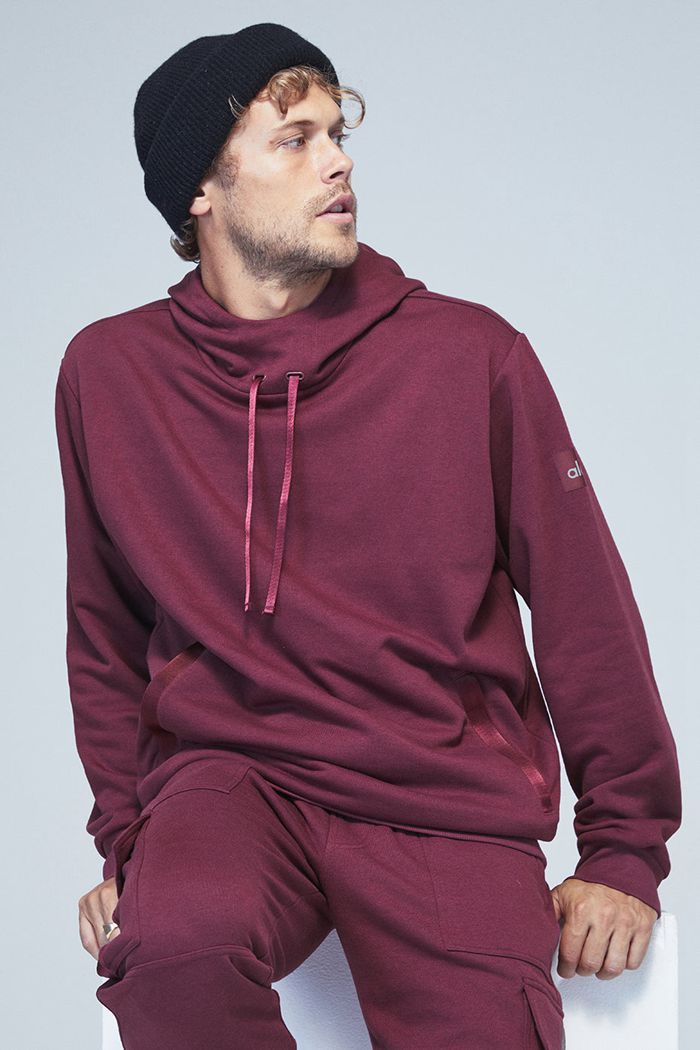 Alo Yoga Highline Men's Hoodie Red | 23AVIJLTB