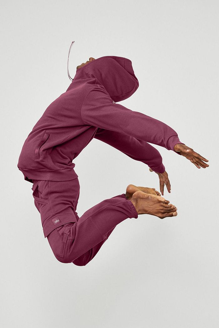 Alo Yoga Highline Men's Hoodie Red | 23AVIJLTB