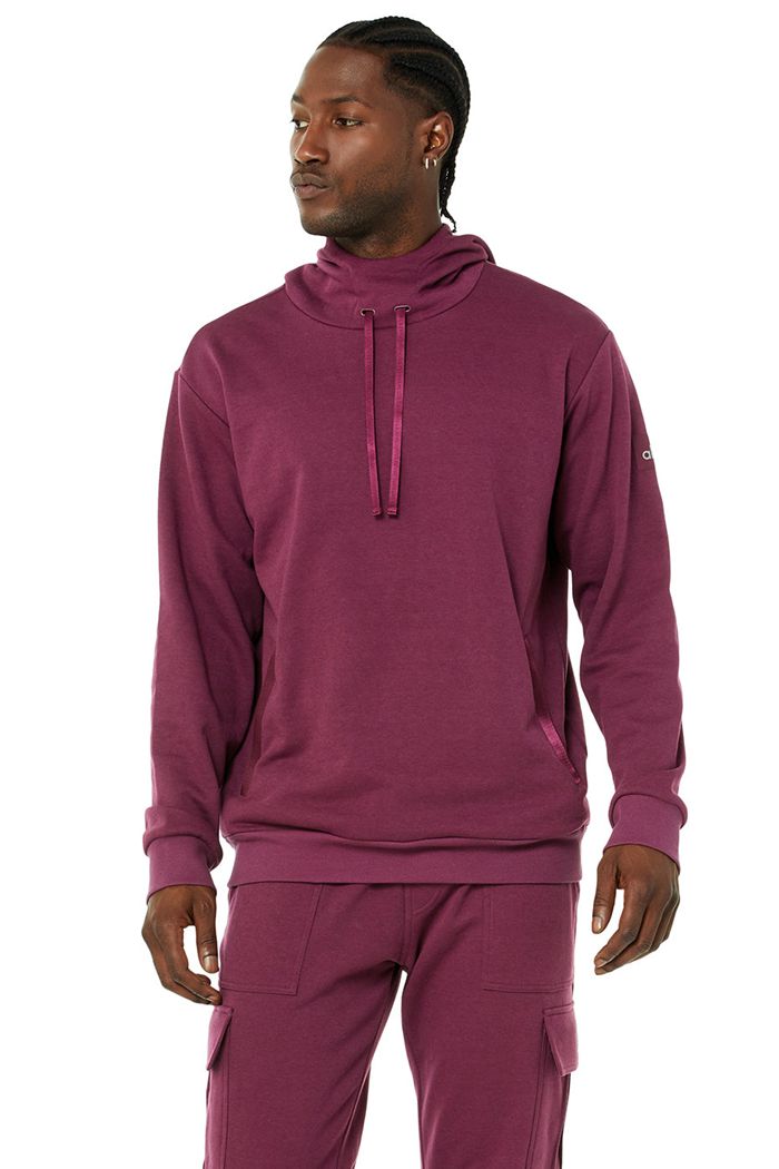 Alo Yoga Highline Men\'s Hoodie Red | 23AVIJLTB