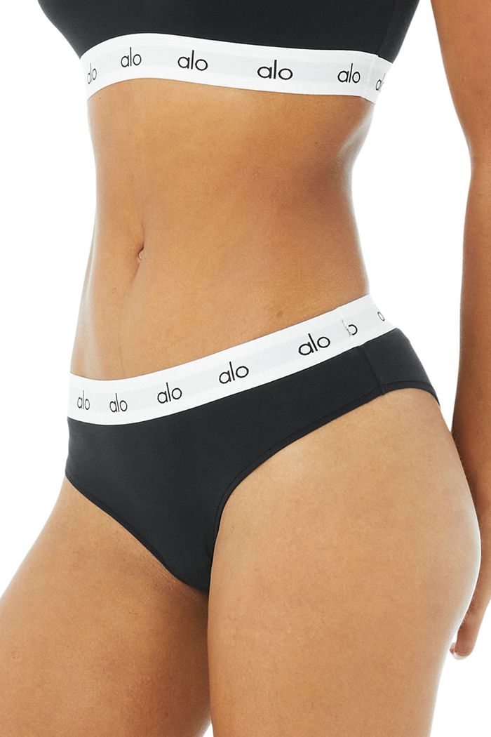 Alo Yoga Icon Cheeky Women's Underwear Black | 09XRUWLBQ