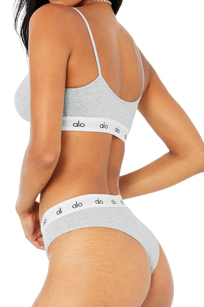 Alo Yoga Icon Cheeky Women's Underwear Grey | 06YIRVNQU