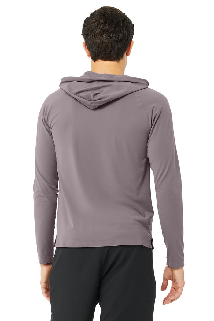 Alo Yoga Idol Hooded Runner Men's Hoodie Purple | 29YVDQZKX