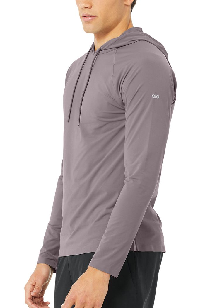 Alo Yoga Idol Hooded Runner Men's Hoodie Purple | 29YVDQZKX