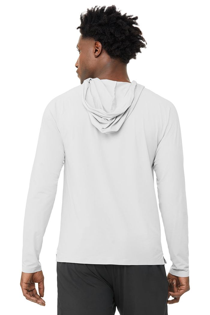 Alo Yoga Idol Hooded Runner Men's Hoodie White | 39IQEJUOS