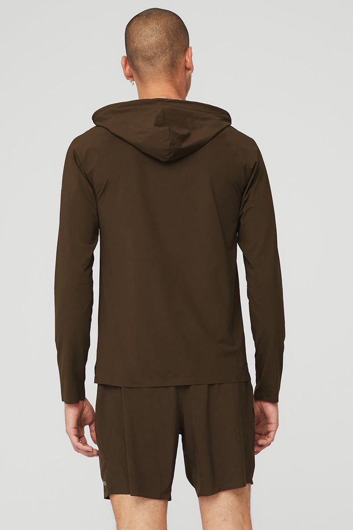 Alo Yoga Idol Hooded Runner Men's Hoodie Black | 57TDKGURM