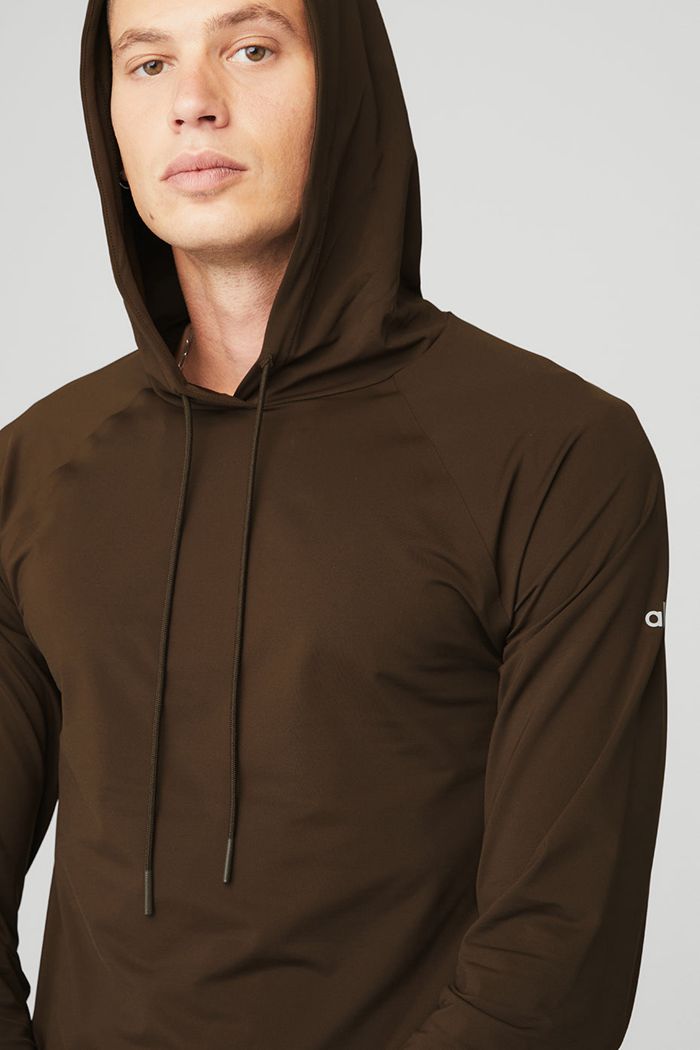 Alo Yoga Idol Hooded Runner Men's Hoodie Black | 57TDKGURM