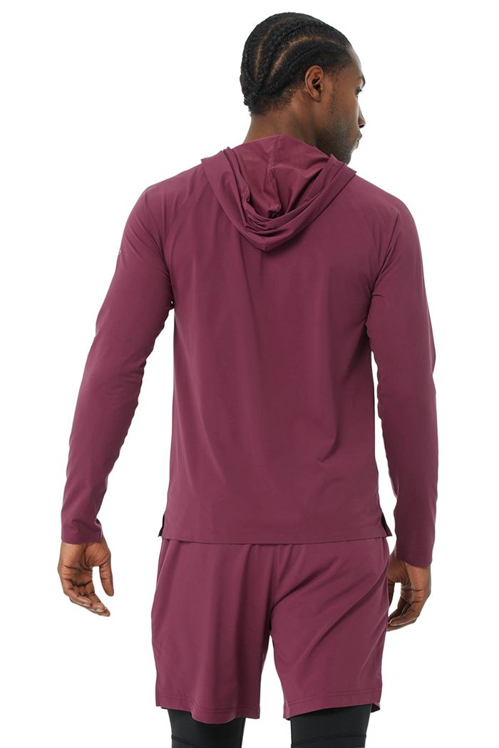 Alo Yoga Idol Hooded Runner Men's Hoodie Red | 59FENTKLC